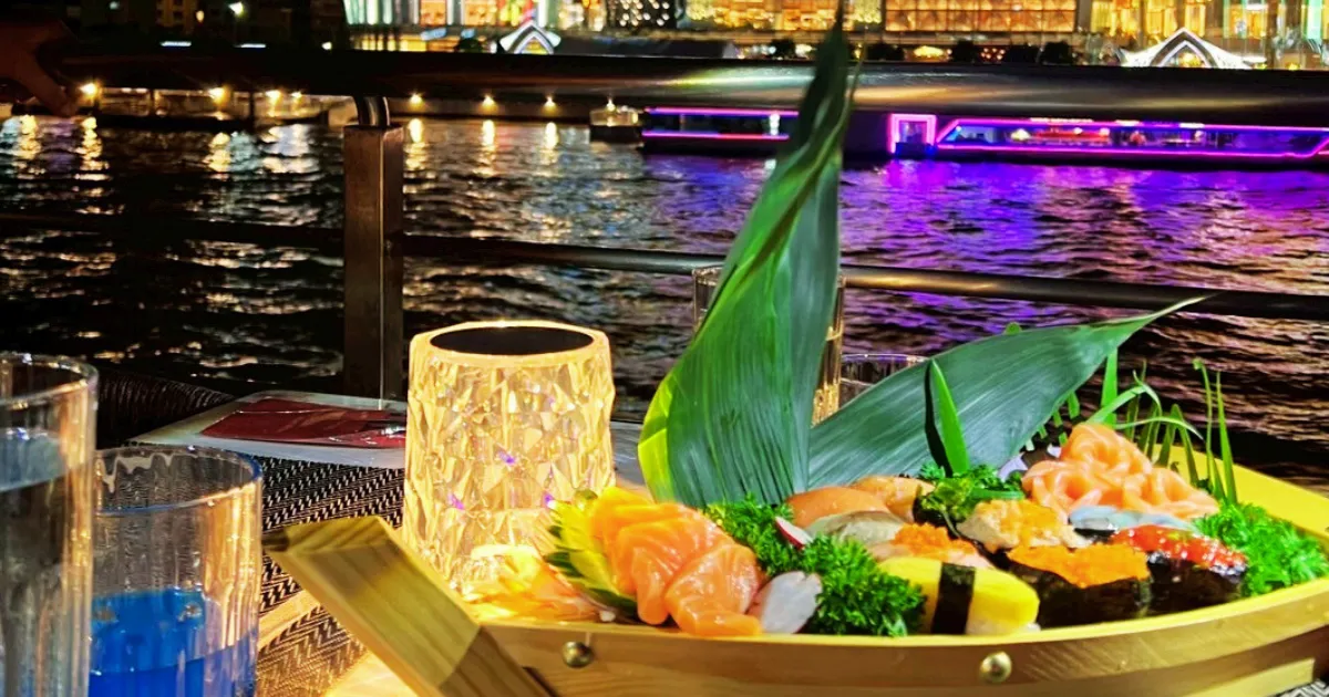 อาหารบนเรือดินเนอร์เจ้าพระยาเดอะ ลักซ์ชัวรี่ ไวท์เสิร์ฟมาแบบไม่อั้น